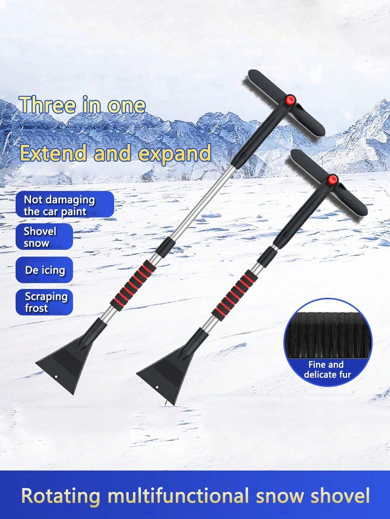 1pc Car Snow Shovel, Detachable Multi-Function Snow Brush, Ice Scraper, Winter Snow Removal Tool