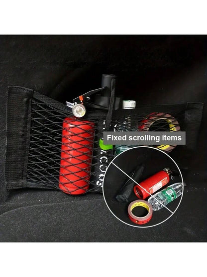 1pc Car Storage Net Grid, Cargo Net Grid, Universal Trunk Organizer Net, Rear Seat Nylon Car Storage Net, Wall Stick Organizer Bag For Car Trunk Storage