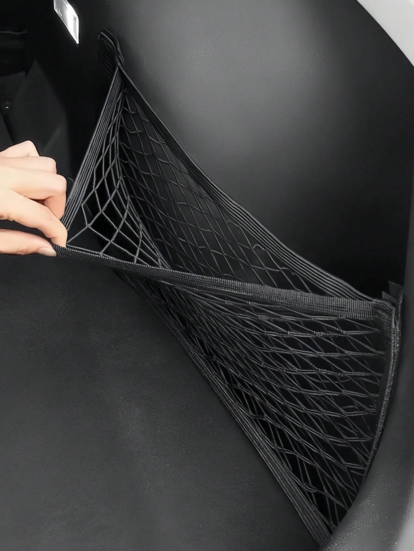 1pc Car Storage Net Grid, Cargo Net Grid, Universal Trunk Organizer Net, Rear Seat Nylon Car Storage Net, Wall Stick Organizer Bag For Car Trunk Storage