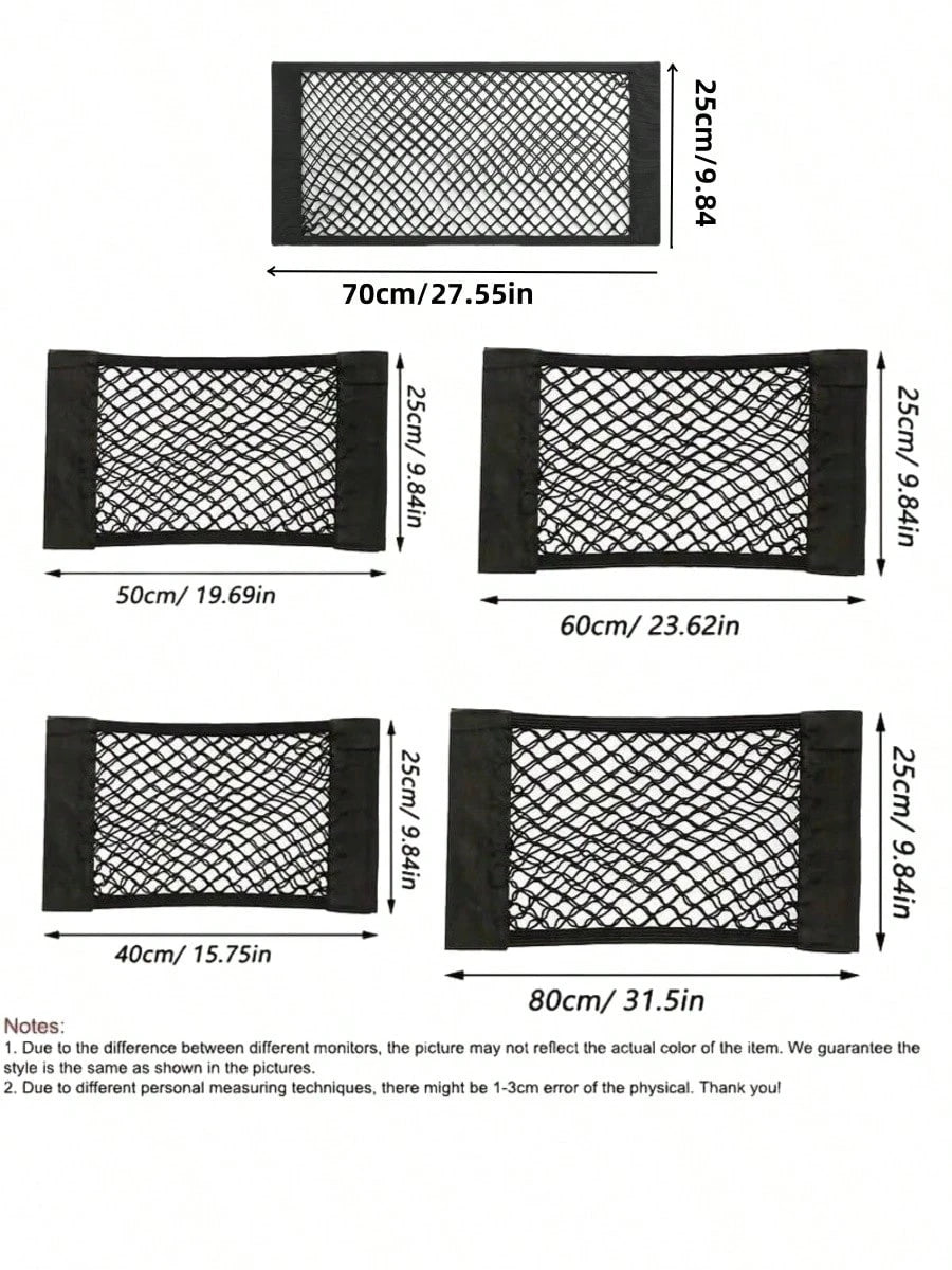 1pc Car Storage Net Grid, Cargo Net Grid, Universal Trunk Organizer Net, Rear Seat Nylon Car Storage Net, Wall Stick Organizer Bag For Car Trunk Storage