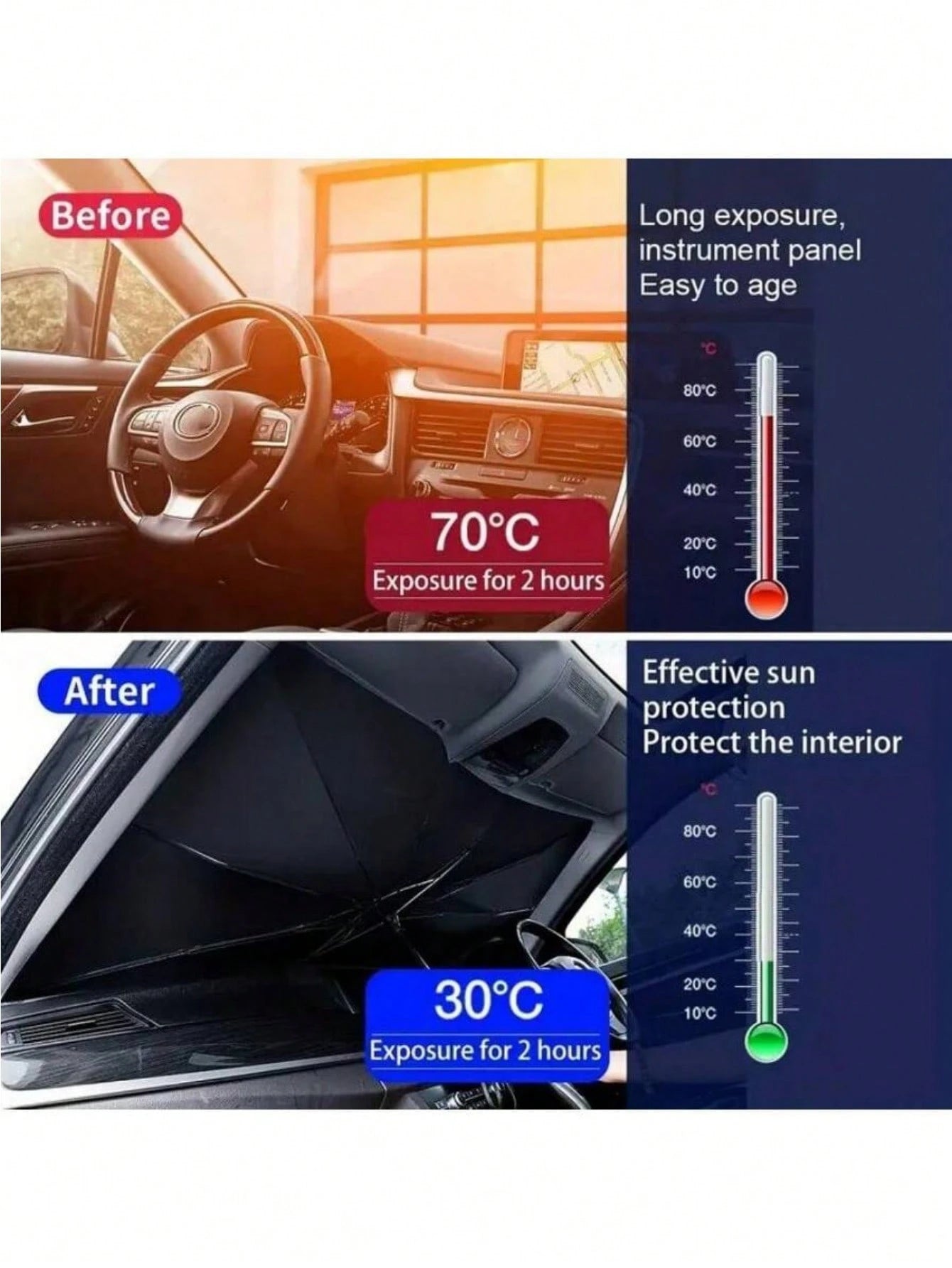 1pc Car Windshield Sunshade, Foldable Car Windshield Sunshade, Easy To Store And Use, Suitable For All Sizes Of Car Windshields, Road Trip