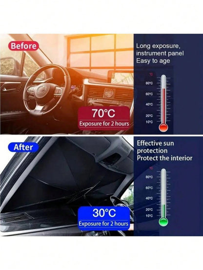 1pc Car Windshield Sunshade, Foldable Car Windshield Sunshade, Easy To Store And Use, Suitable For All Sizes Of Car Windshields, Road Trip