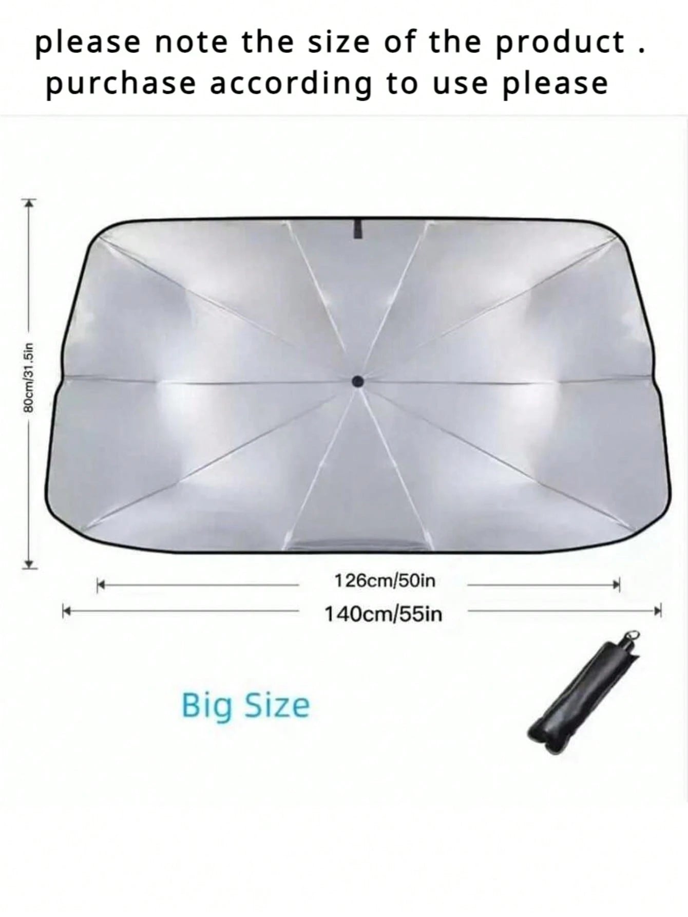 1pc Car Windshield Sunshade, Foldable Car Windshield Sunshade, Easy To Store And Use, Suitable For All Sizes Of Car Windshields, Road Trip