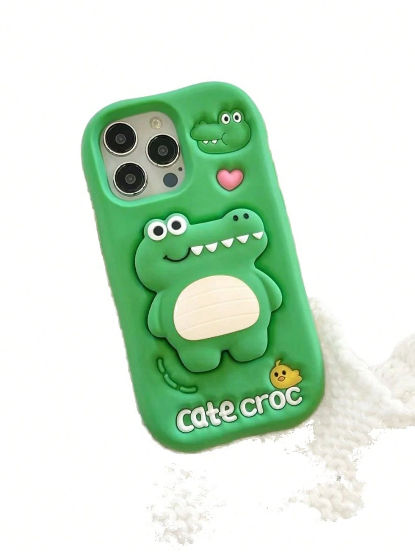 1pc Cartoon 3D Stand Crocodile Phone Case Compatible With IPhone 17 16 15 14 13 12 11 Series, Full Coverage Anti-Drop Silicone Soft Shell, Aesthetic Protective Case