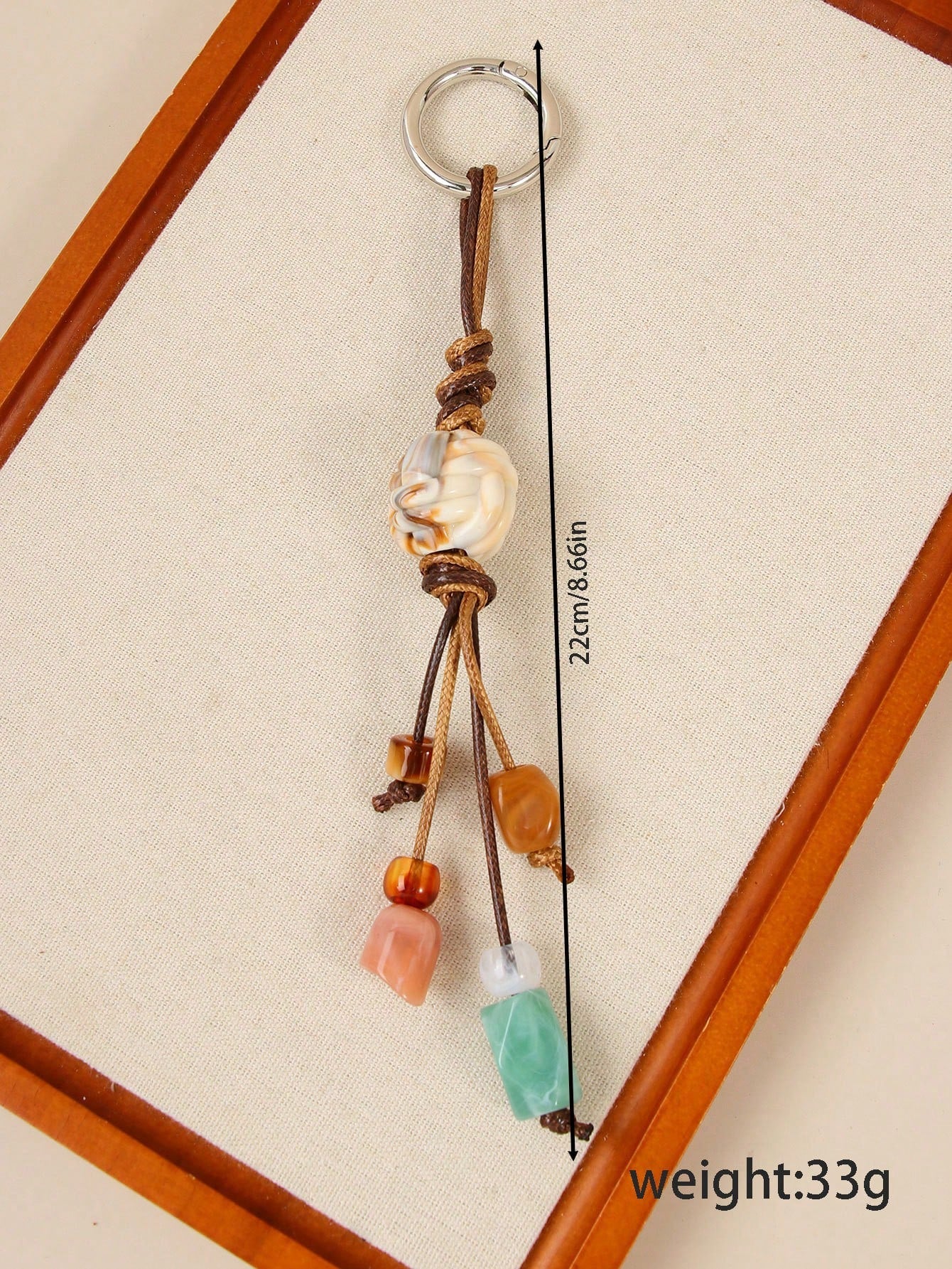 1pc Colorful Beaded Keychain For Women's Bags- Metal Key Ring With Resin Beads, Vibrant Green, Blue, Orange And White Design, Durable And Fashionable, Suitable As Key, Wallet And Handbag Charm, Playf