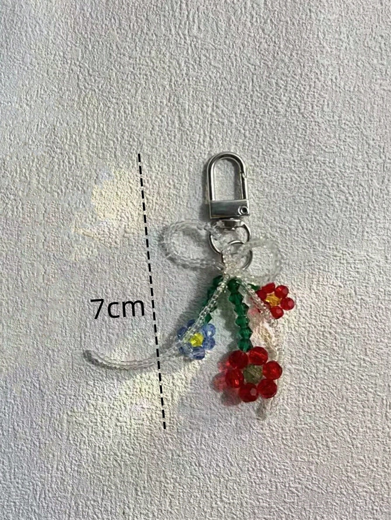 1pc Colorful Flower Beaded Bowknot Keyring Phone Charm Fashionable Woman Small Earphone And Bag Pendant Sweet Style Summer Bows
