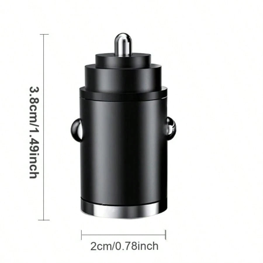 1pc Compact Yet Powerful Mini Car Charger, Made Of Premium Aluminum Alloy Body, With 1 USB-A And 1 Type-C Port, 12-24V Fast Car Charging Adapter Suitable For Various Phones, Compact Design Makes It A