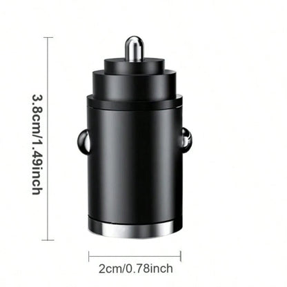 1pc Compact Yet Powerful Mini Car Charger, Made Of Premium Aluminum Alloy Body, With 1 USB-A And 1 Type-C Port, 12-24V Fast Car Charging Adapter Suitable For Various Phones, Compact Design Makes It A