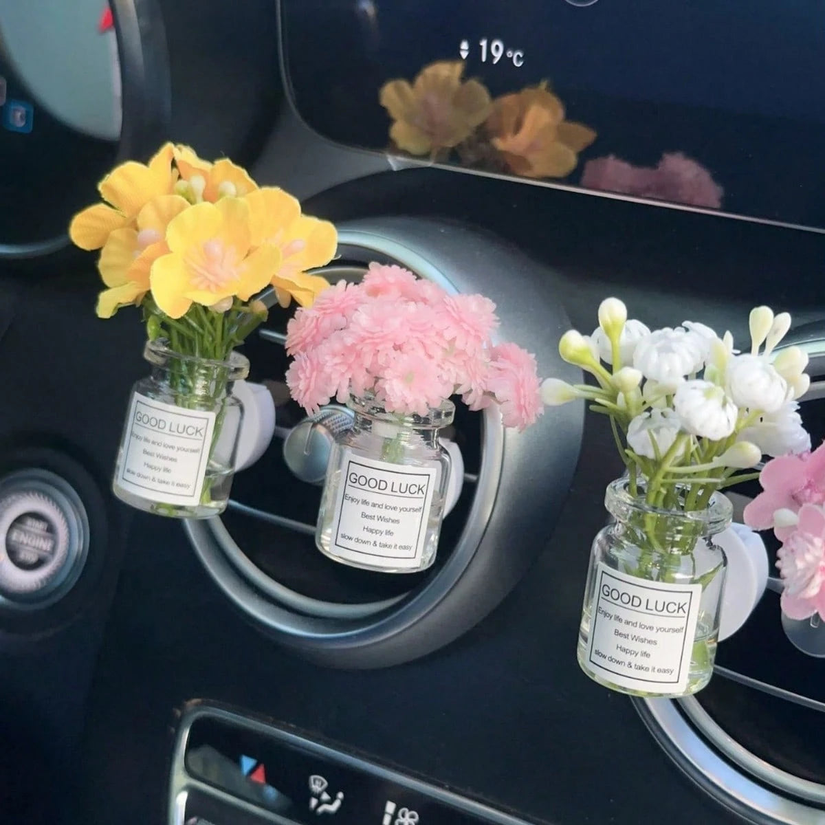 1pc Creative Car Air Vent Decor, Starry Sky Flower Transparent New Car Interior Air Conditioner Clip, Fragrance-Free (Please Clean Surface Material Before Use, Can Be Used As Decoration)