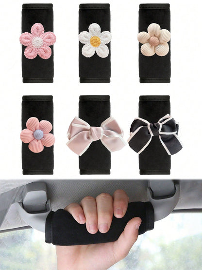 1pc Creative Cute Car Door Handle Cover, Universal Car Interior Decor Flower & Bowknot Car Door Handle Sleeve