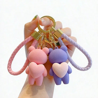 1pc Creative Cute Heart Knitted Bear Car Keychain/Couple Keychain Pendant/Backpack Charm/Exquisite Gift