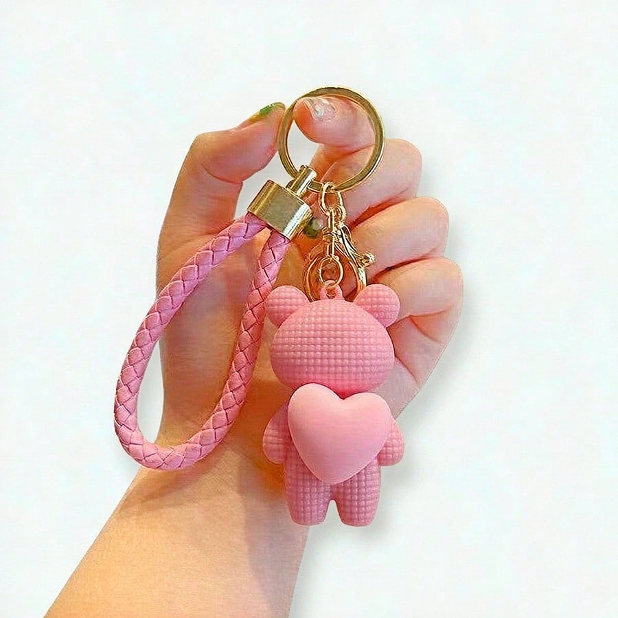 1pc Creative Cute Heart Knitted Bear Car Keychain/Couple Keychain Pendant/Backpack Charm/Exquisite Gift
