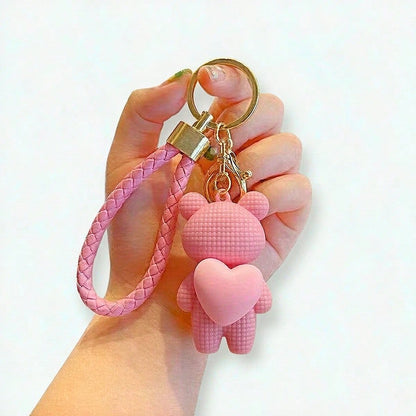 1pc Creative Cute Heart Knitted Bear Car Keychain/Couple Keychain Pendant/Backpack Charm/Exquisite Gift