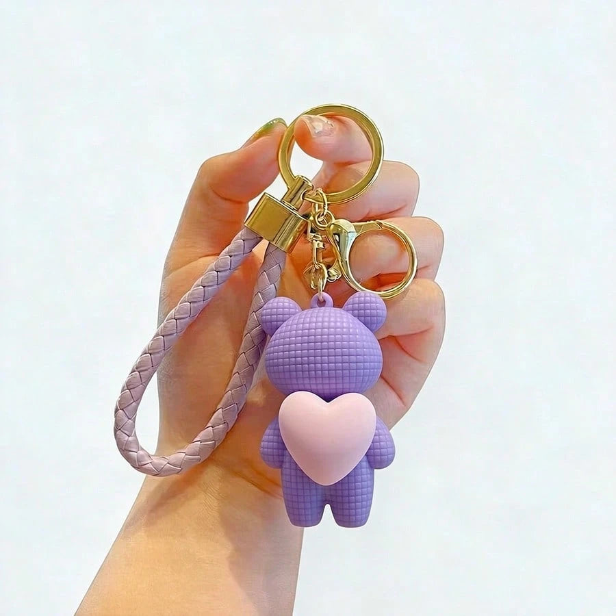 1pc Creative Cute Heart Knitted Bear Car Keychain/Couple Keychain Pendant/Backpack Charm/Exquisite Gift