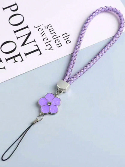 1pc Creative Woven Flower Design Short Phone Lanyard, Anti-Loss And Anti-Drop