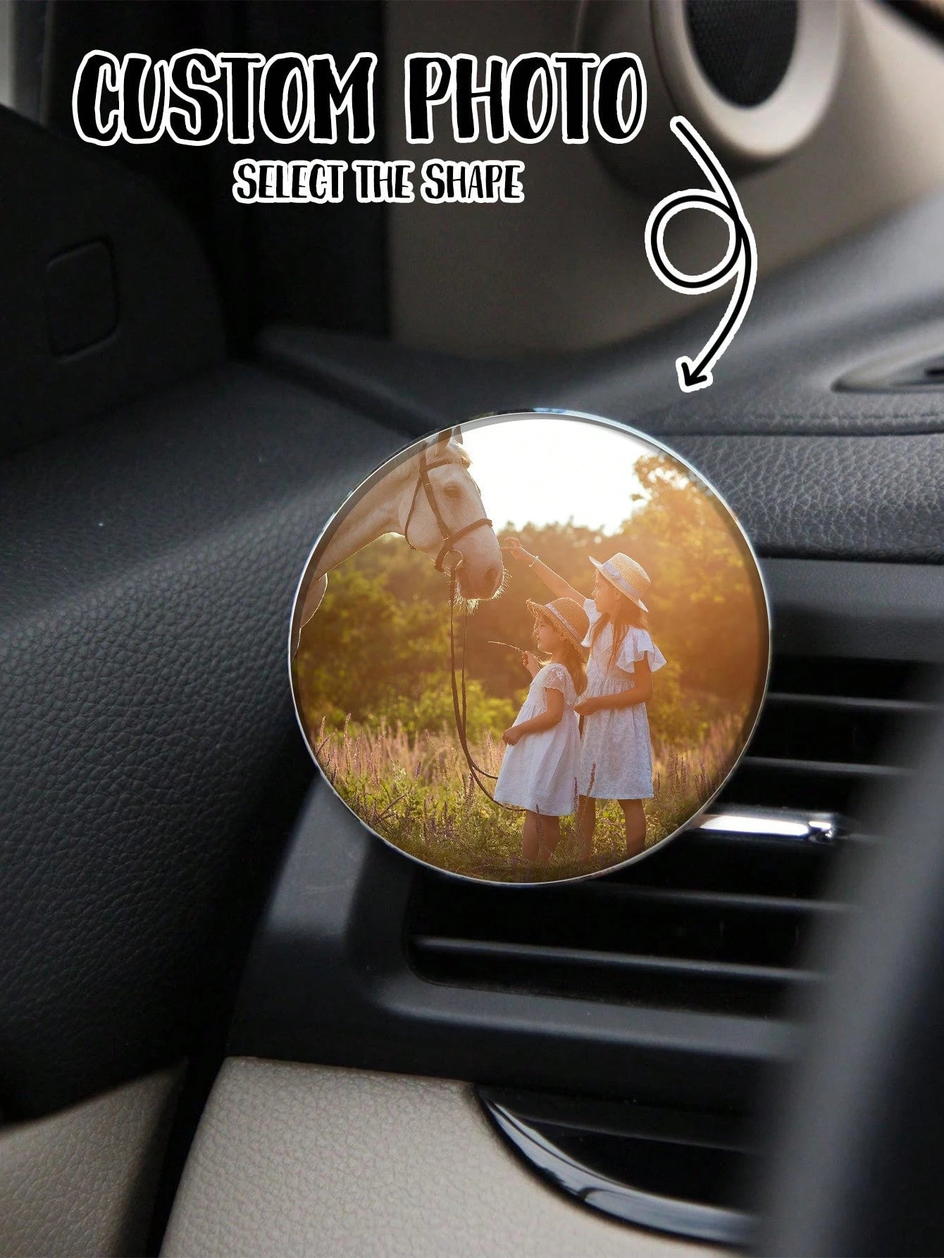 1pc Customizable Photo Car Air Outlet Clips, Car Air Conditioning Air Outlet Clips, Air Outlet Slot Clips. Stylish, High-Quality, Fashionable And Exquisite Decoration. Customized, Personalized And Uni