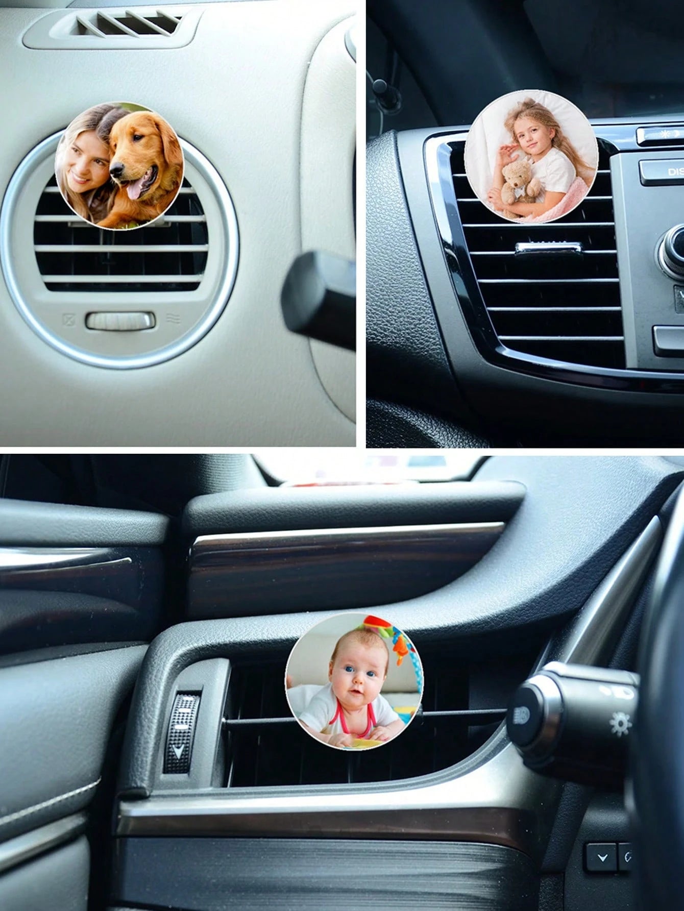 1pc Customizable Photo Car Air Outlet Clips, Car Air Conditioning Air Outlet Clips, Air Outlet Slot Clips. Stylish, High-Quality, Fashionable And Exquisite Decoration. Customized, Personalized And Uni