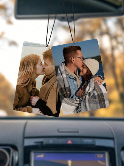 1pc Customized Acrylic Rearview Mirror Hanging Decor, Personalized Car Interior Accessory, Customizable Photo Hanging Ornament, Car Accessories Interior Car Charm For Couples
