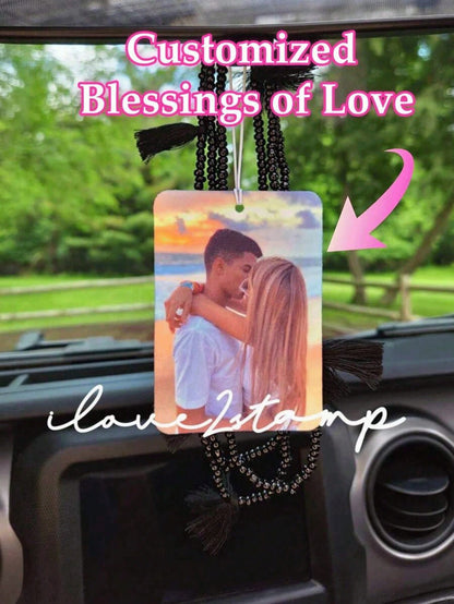 1pc Customized Acrylic Rearview Mirror Hanging Decor, Personalized Car Interior Accessory, Customizable Photo Hanging Ornament, Car Accessories Interior Car Charm For Couples