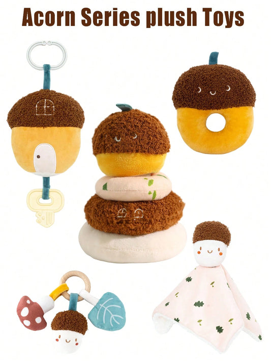 1pc Cute Acorn Series Plush Doll, Easy-To-Grip Baby Rattle Soothing Doll, Soft Texture, Newborn Gift For Baby Boys And Girls