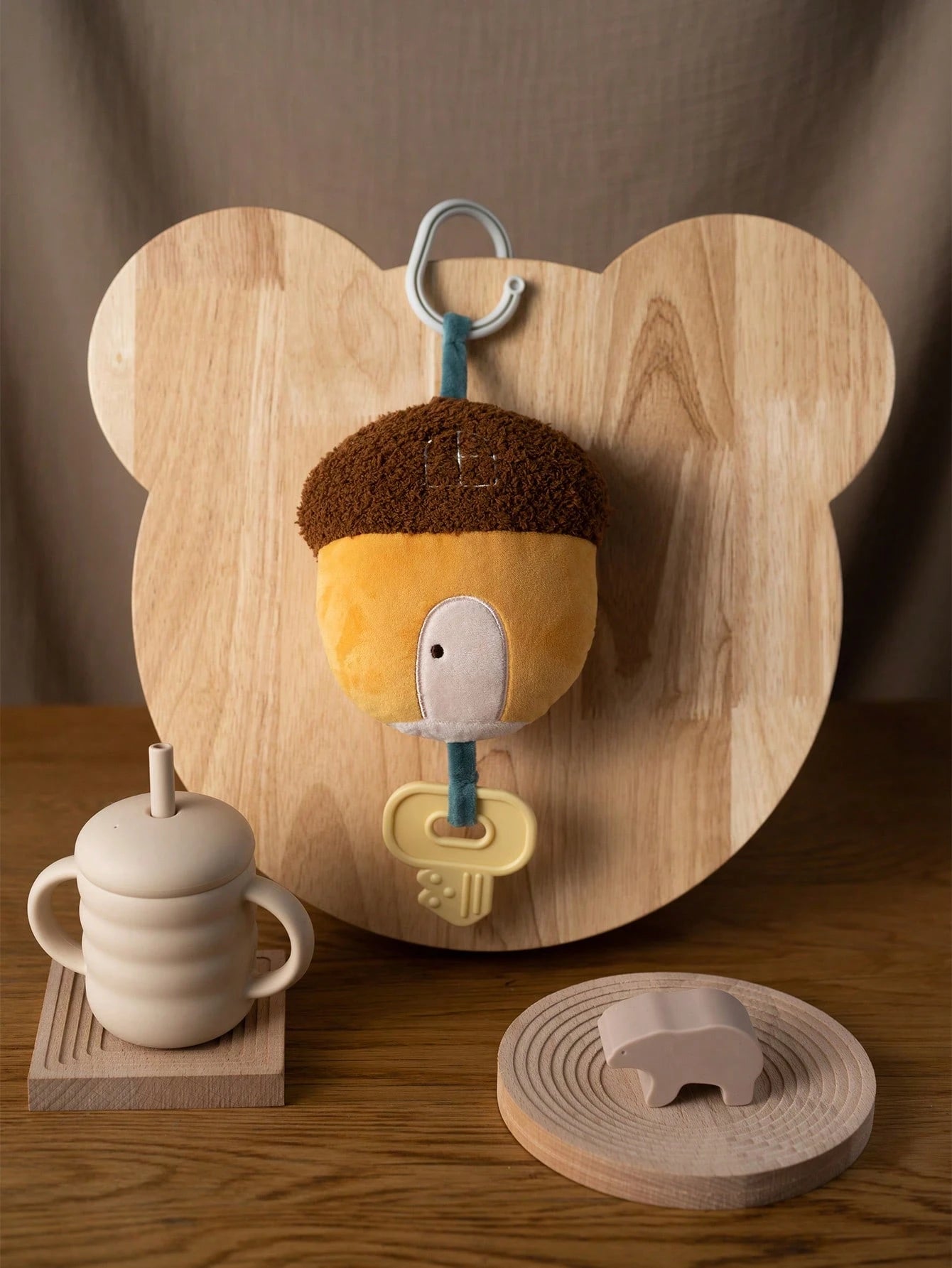 1pc Cute Acorn Series Plush Doll, Easy-To-Grip Baby Rattle Soothing Doll, Soft Texture, Newborn Gift For Baby Boys And Girls