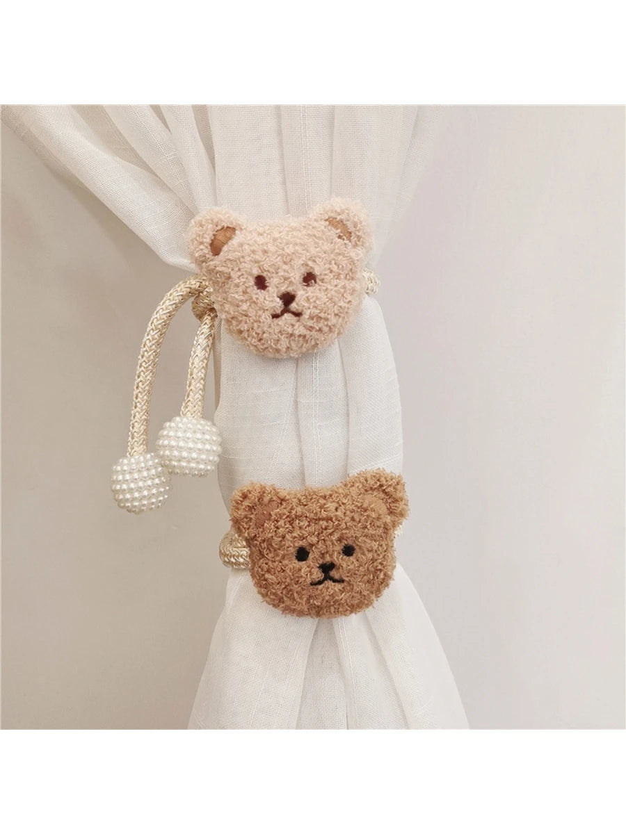 1pc Cute Bear Head Curtain Tieback For Cozy Baby Room, Magnetic Window Tiebacks Baby Shower Family Decorations Gifts