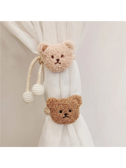 1pc Cute Bear Head Curtain Tieback For Cozy Baby Room, Magnetic Window Tiebacks Baby Shower Family Decorations Gifts