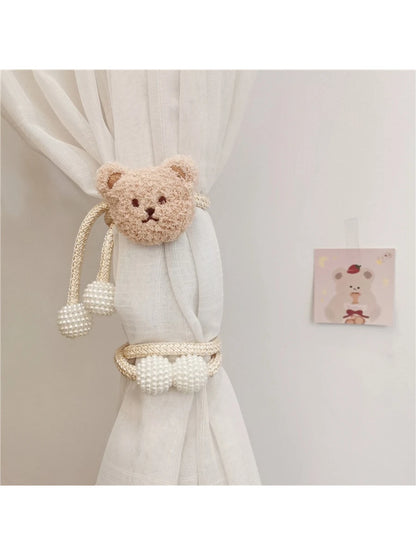 1pc Cute Bear Head Curtain Tieback For Cozy Baby Room, Magnetic Window Tiebacks Baby Shower Family Decorations Gifts