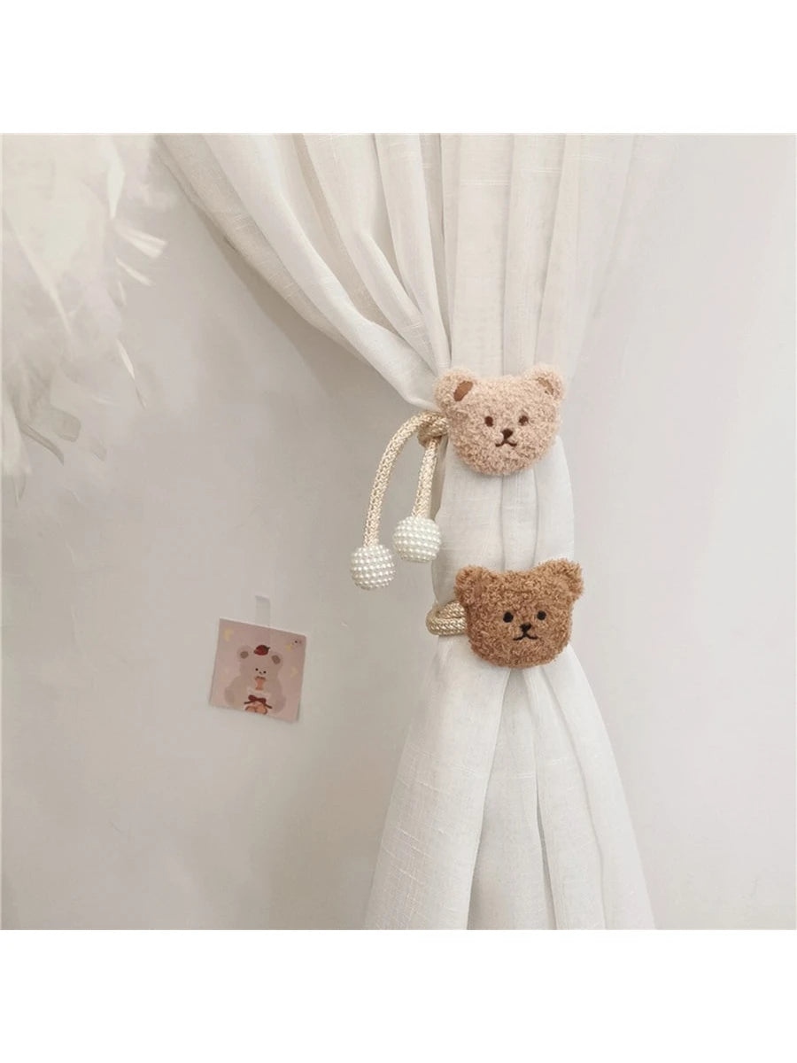 1pc Cute Bear Head Curtain Tieback For Cozy Baby Room, Magnetic Window Tiebacks Baby Shower Family Decorations Gifts