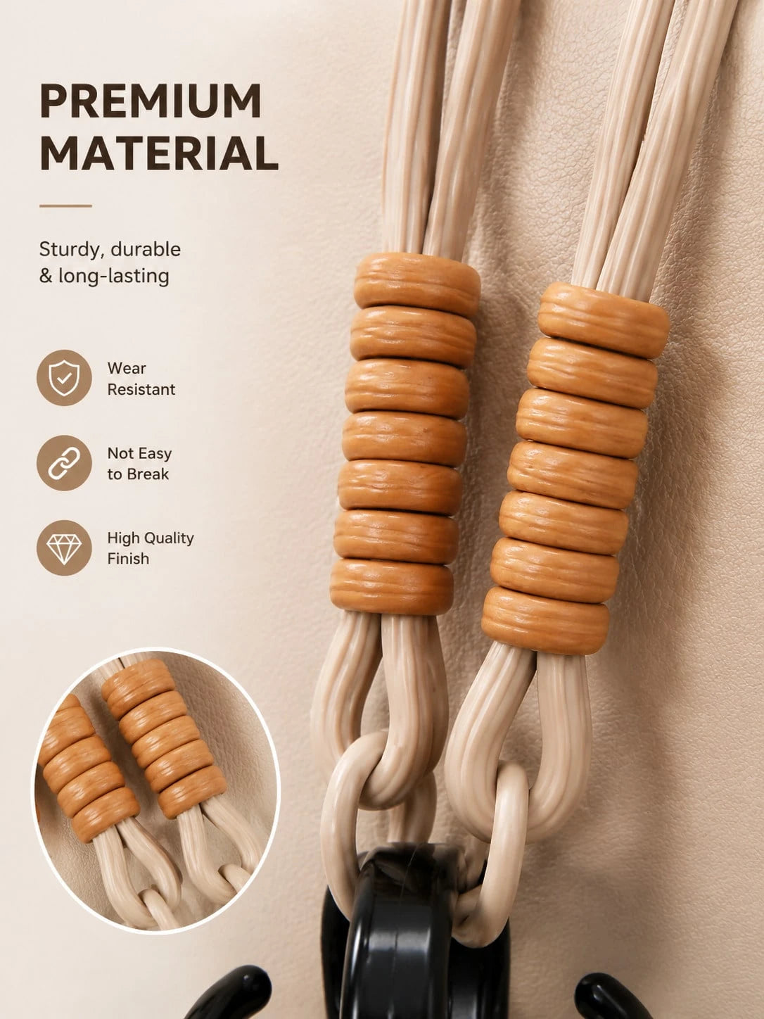 1PC Cute Flower Car Seat Headrest Hook Universal Back Seat Organizer Bag Holder Heavy Duty Car Interior Accessory Beige/Khak