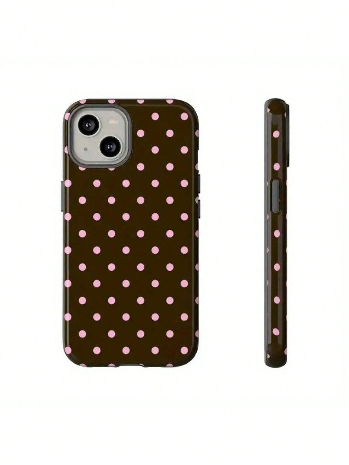 1pc Cute Pink Polka Dot 15/14/13 Case, Stylish Brown Polka Dot Phone Cover For 15/14/13 Pro Max/Plus, Durable Shockproof Full Body Protective Slim Fit Design For Women Girls35460,Suitable For IPhone