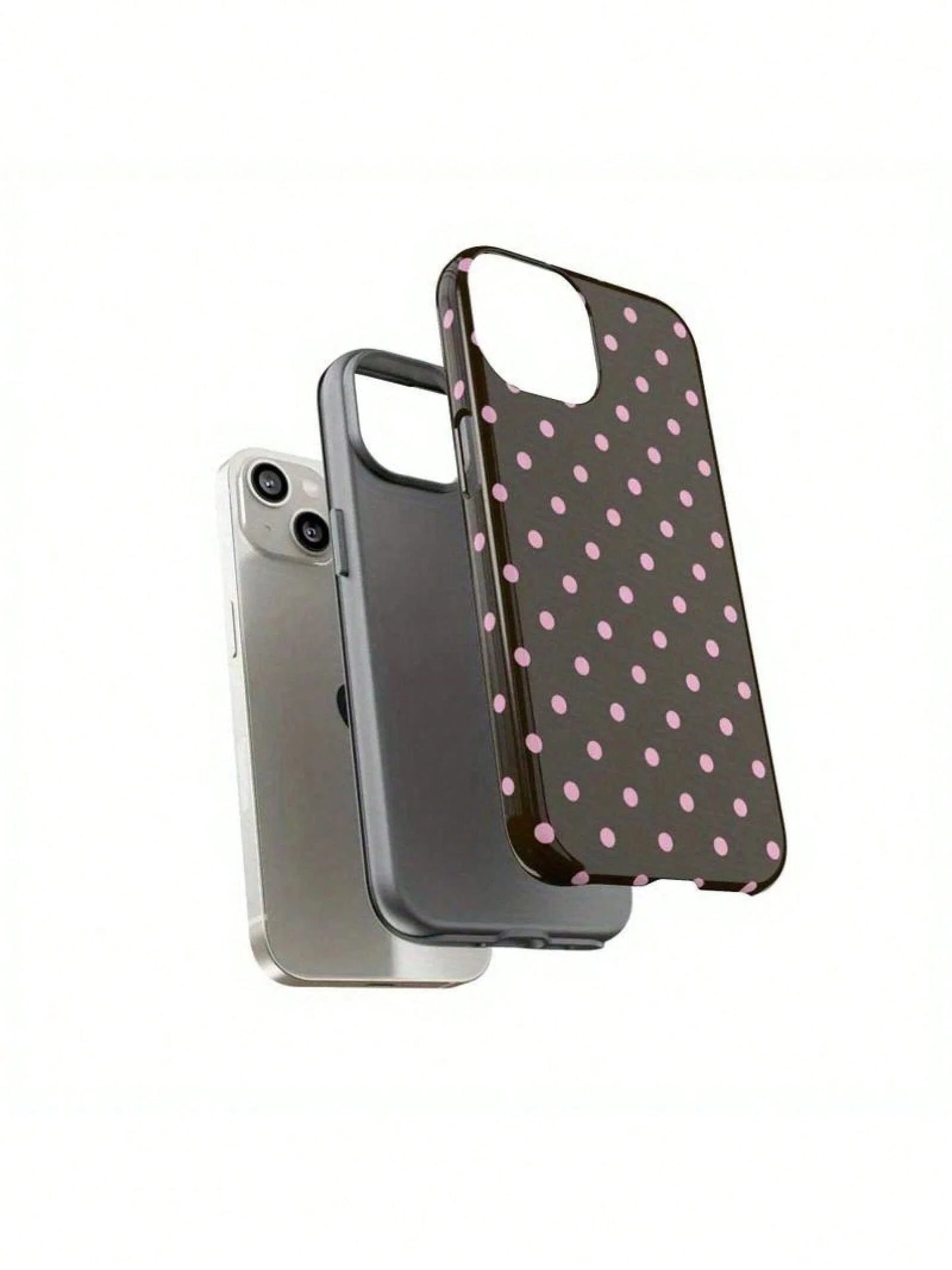 1pc Cute Pink Polka Dot 15/14/13 Case, Stylish Brown Polka Dot Phone Cover For 15/14/13 Pro Max/Plus, Durable Shockproof Full Body Protective Slim Fit Design For Women Girls35460,Suitable For IPhone