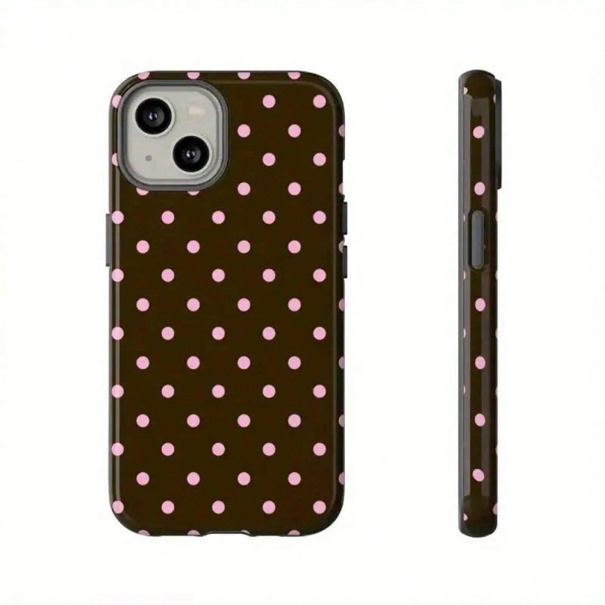 1pc Cute Pink Polka Dot 15/14/13 Case, Stylish Brown Polka Dot Phone Cover For 15/14/13 Pro Max/Plus, Durable Shockproof Full Body Protective Slim Fit Design For Women Girls35460,Suitable For IPhone