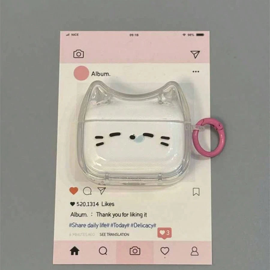 1pc Cute Sleepy Cat Earphone Case, Compatible With AirPods 4th Gen, 3 Pro/2, Apple Earphone Protective Cover