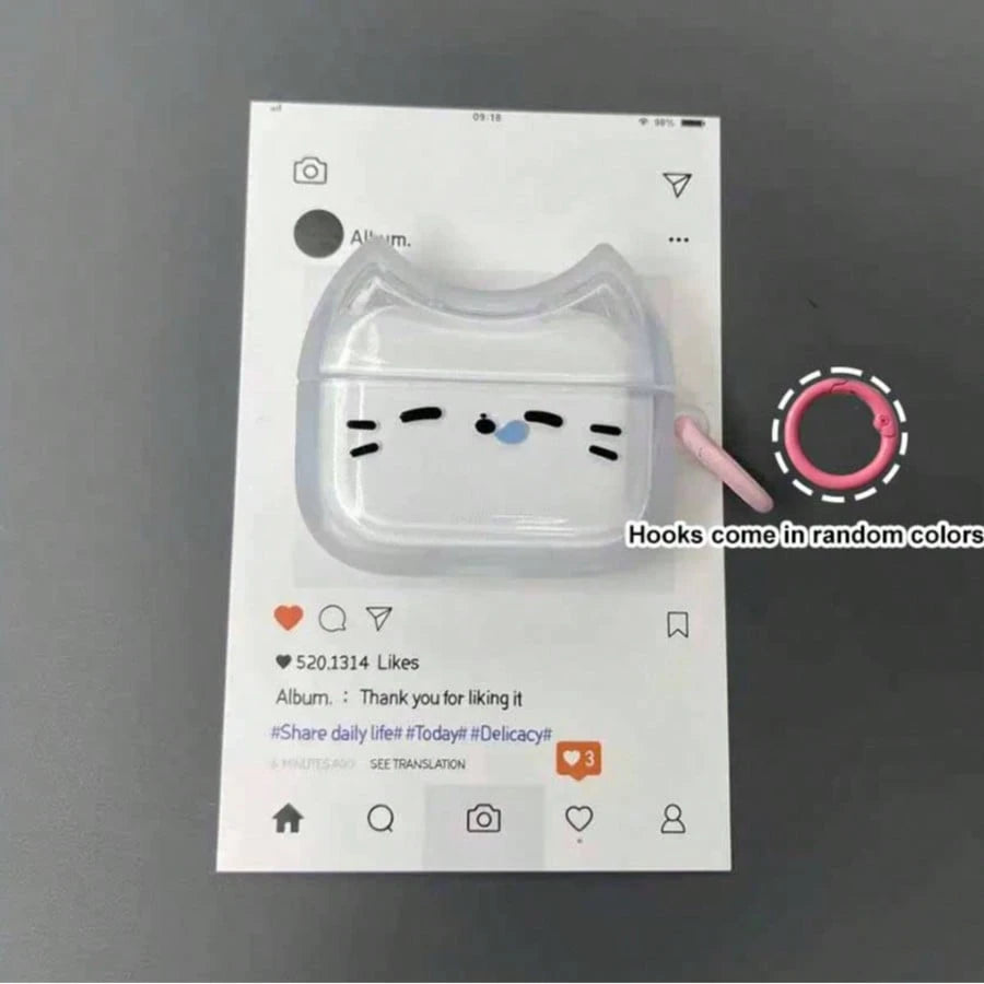 1pc Cute Sleepy Cat Earphone Case, Compatible With AirPods 4th Gen, 3 Pro/2, Apple Earphone Protective Cover