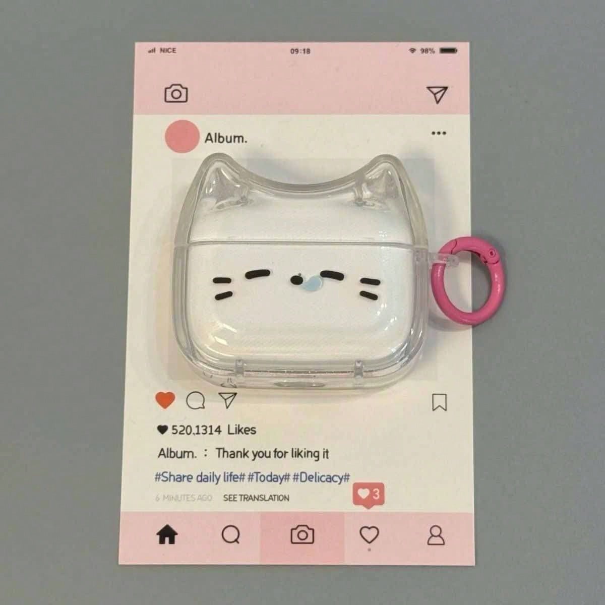 1pc Cute Sleepy Cat Earphone Case, Compatible With AirPods 4th Gen, 3 Pro/2, Apple Earphone Protective Cover