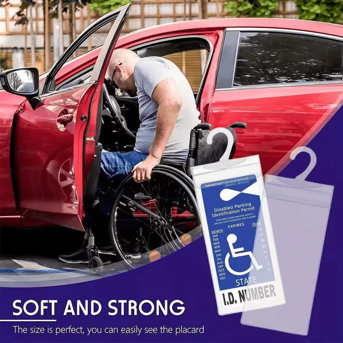 1pc Disability Slogan Hook Bag, PVC Transparent Disability Card Parking Slogan Storage Bag (Card Not Included)