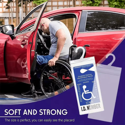 1pc Disability Slogan Hook Bag, PVC Transparent Disability Card Parking Slogan Storage Bag (Card Not Included)