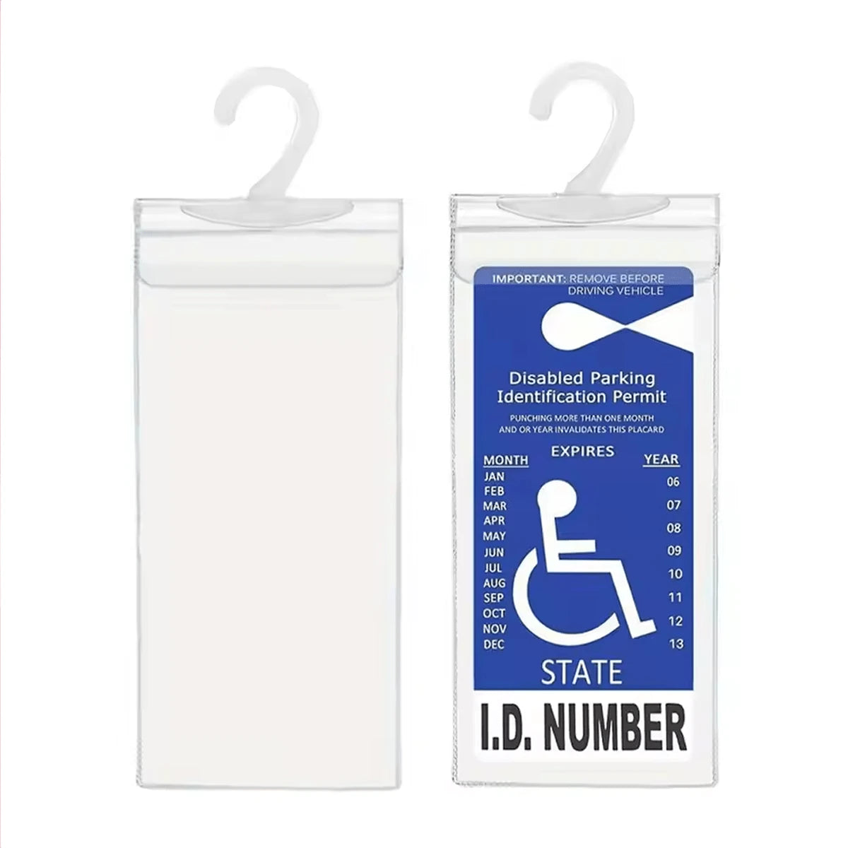 1pc Disability Slogan Hook Bag, PVC Transparent Disability Card Parking Slogan Storage Bag (Card Not Included)