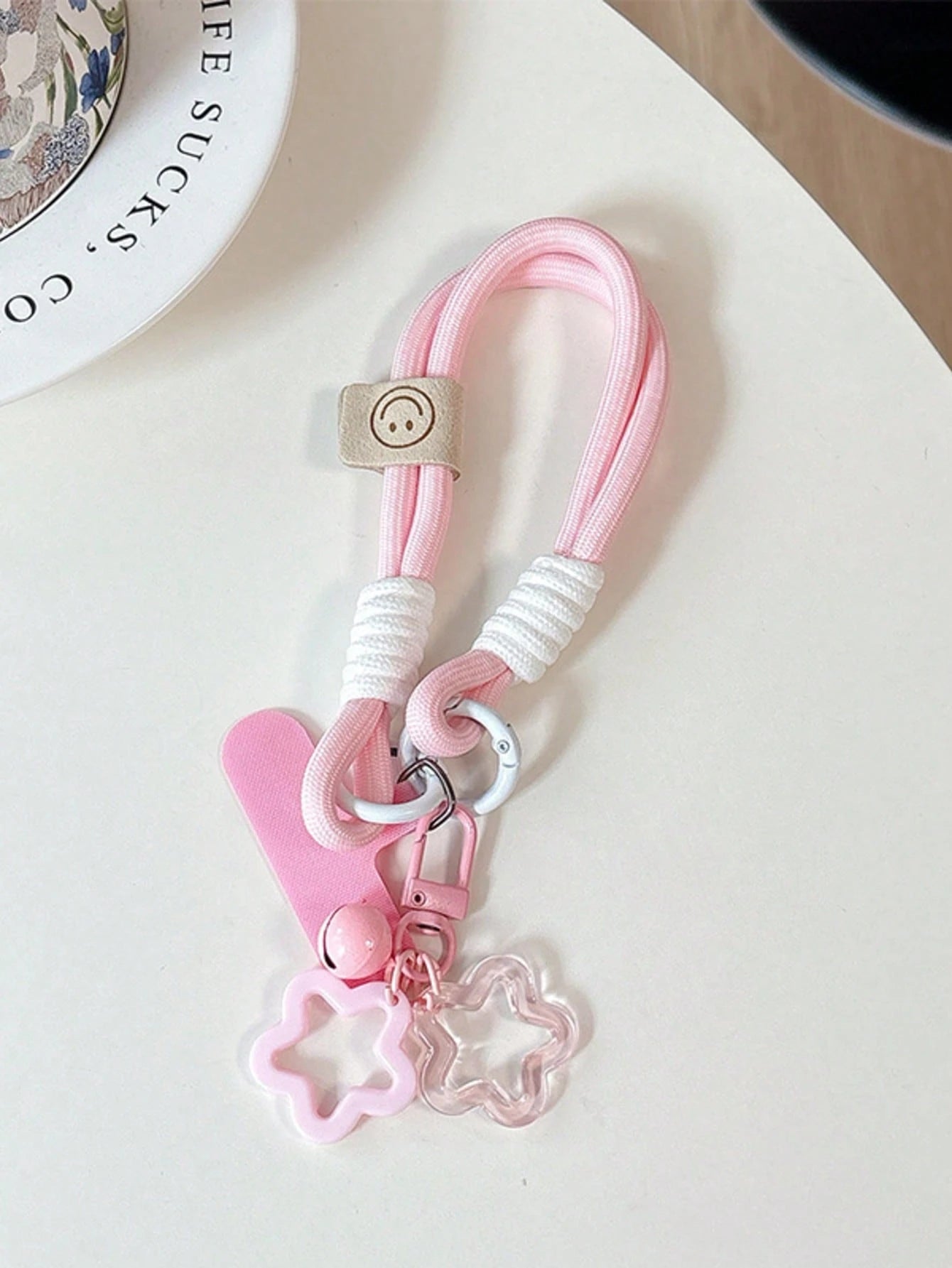 1pc Dopamine Hollow Star Phone Case With Thickened Braided Lanyard, Anti-Drop Keychain