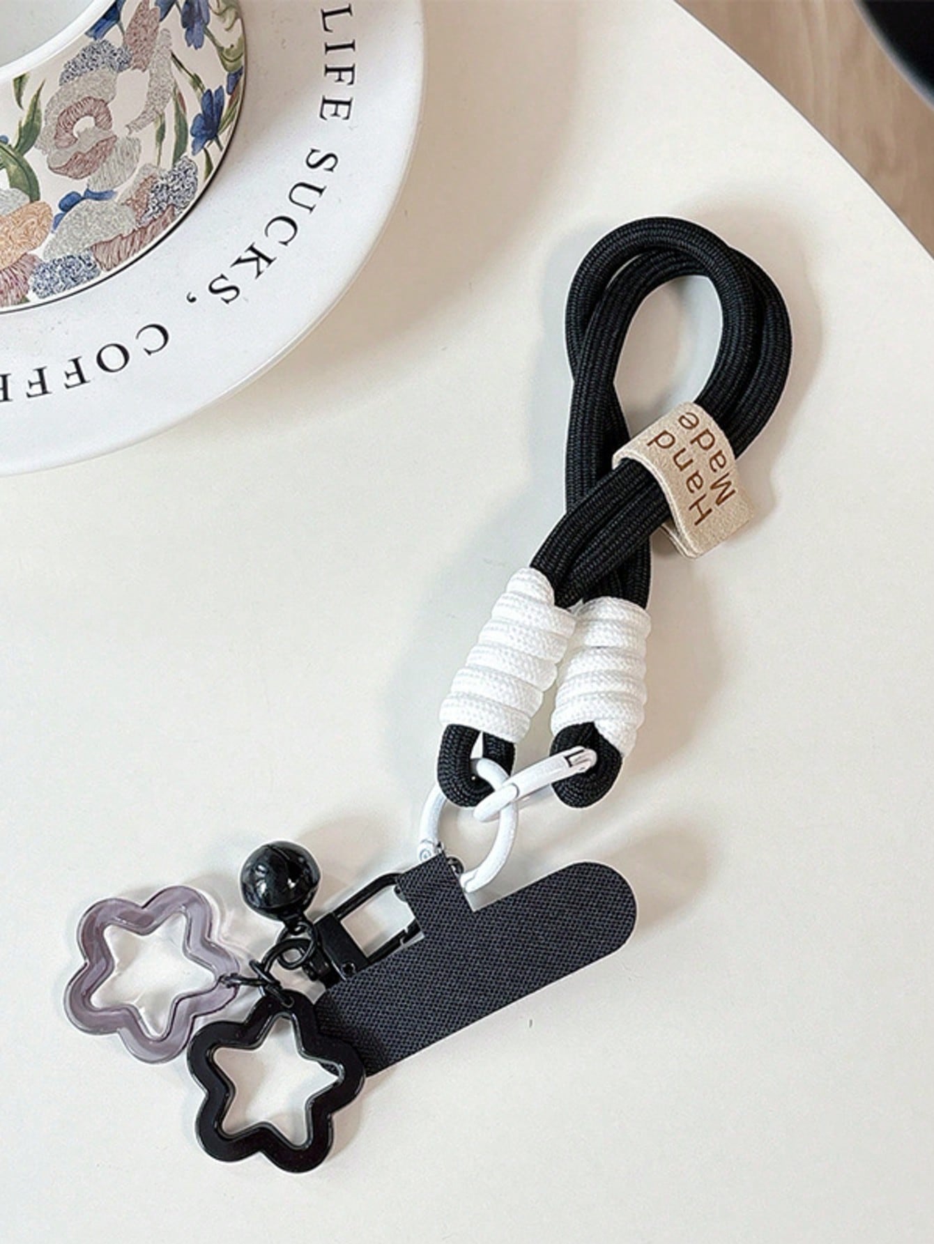 1pc Dopamine Hollow Star Phone Case With Thickened Braided Lanyard, Anti-Drop Keychain
