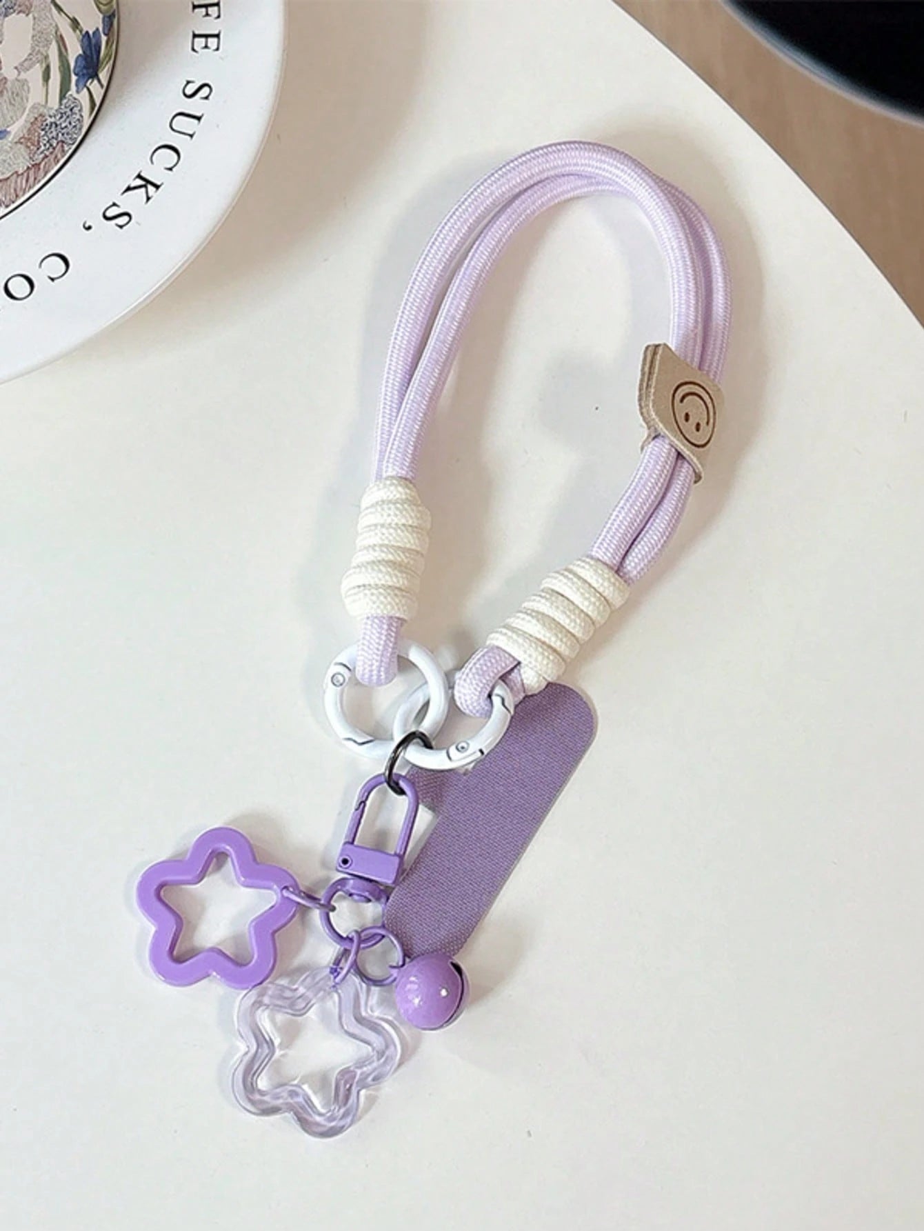 1pc Dopamine Hollow Star Phone Case With Thickened Braided Lanyard, Anti-Drop Keychain