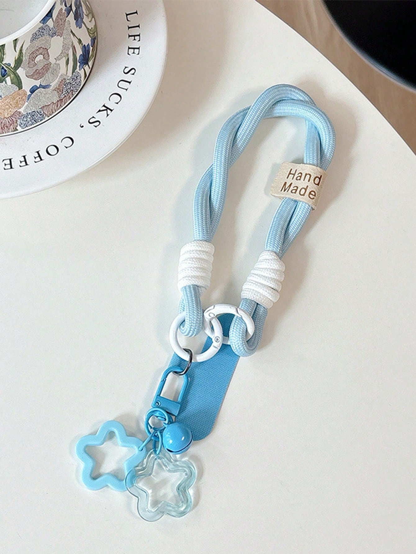 1pc Dopamine Hollow Star Phone Case With Thickened Braided Lanyard, Anti-Drop Keychain