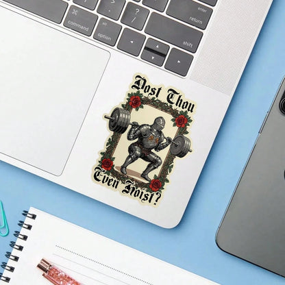1PC Dost Thou Even Hoist Sticker, Funny Knight Gym Laptop Decal, Medieval Weightlifting Vinyl, Fitness Humor Gift, Waterproof Peel & Stick Water Bottle Sticker