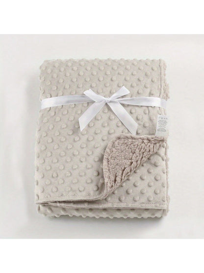 1pc Double-Layer Baby Blanket, Dotted Plush Tactile Blanket, Stroller Blanket, All Season
