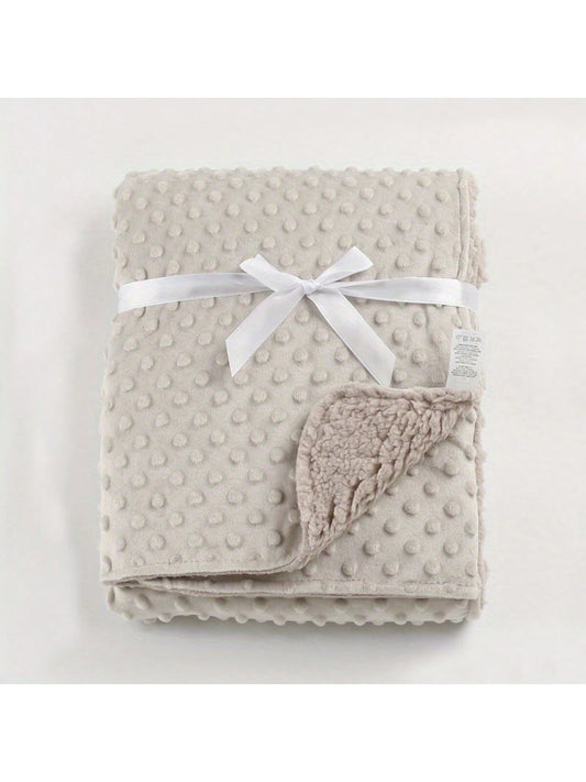 1pc Double-Layer Baby Blanket, Dotted Plush Tactile Blanket, Stroller Blanket, All Season
