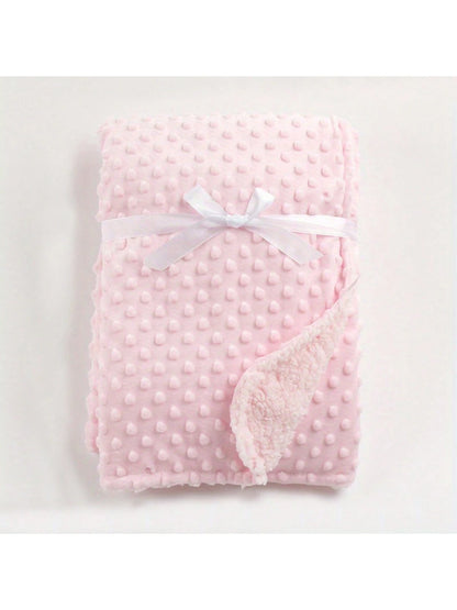 1pc Double-Layer Baby Blanket, Dotted Plush Tactile Blanket, Stroller Blanket, All Season