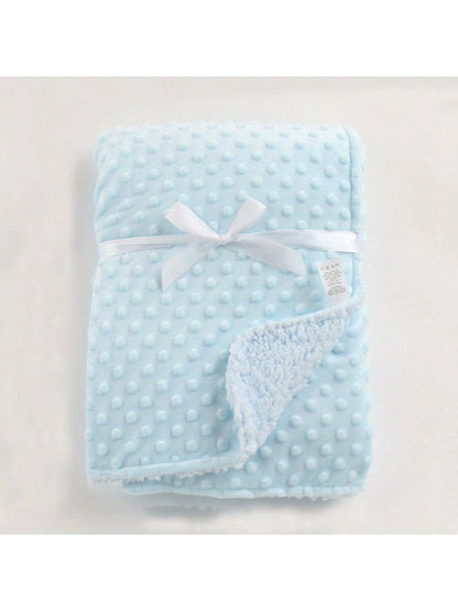 1pc Double-Layer Baby Blanket, Dotted Plush Tactile Blanket, Stroller Blanket, All Season