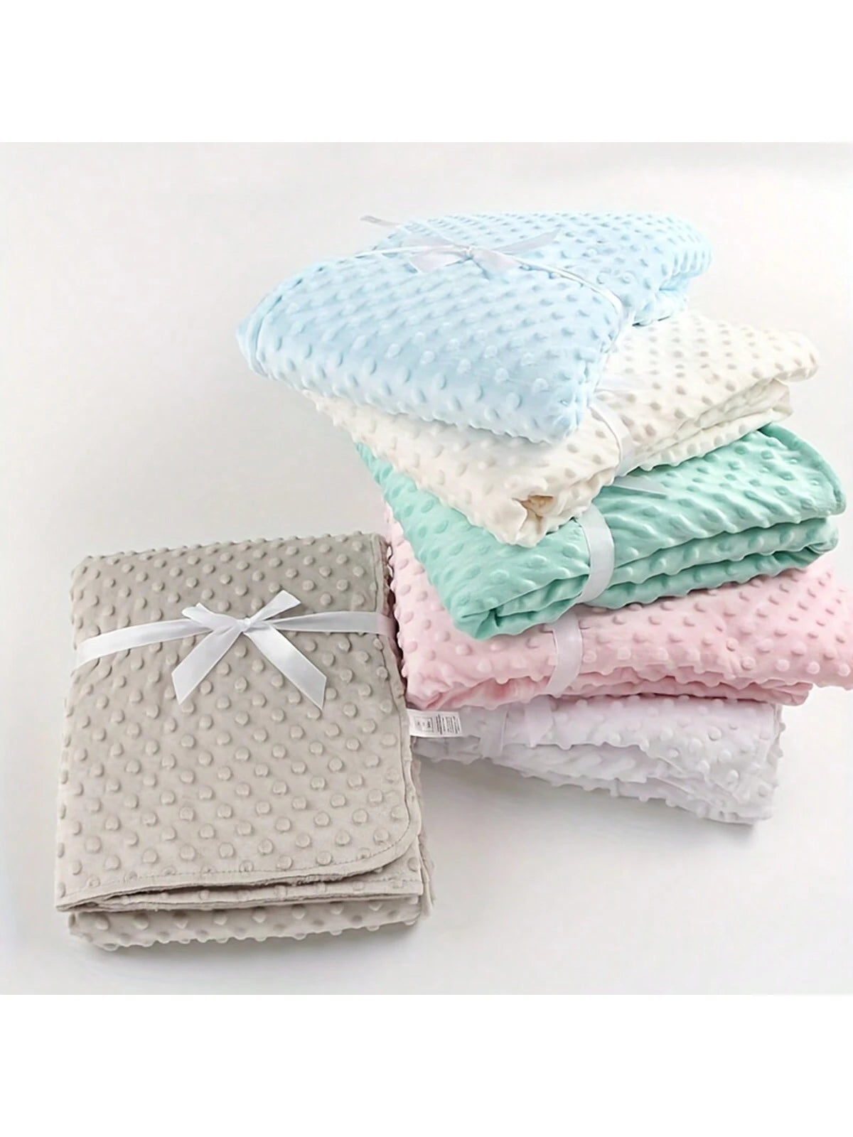 1pc Double-Layer Baby Blanket, Dotted Plush Tactile Blanket, Stroller Blanket, All Season