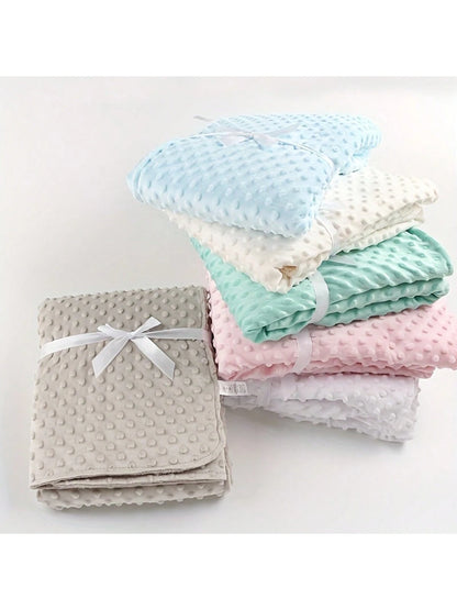 1pc Double-Layer Baby Blanket, Dotted Plush Tactile Blanket, Stroller Blanket, All Season